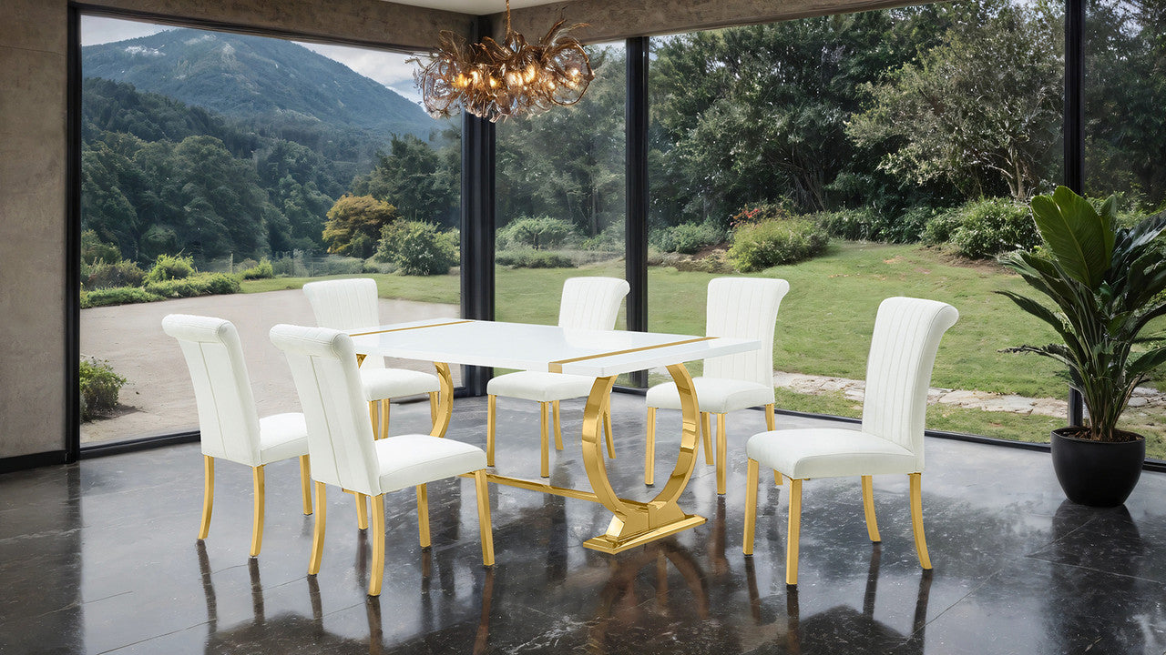Holbaek Gold/White 7 Pc. Dining Table Set