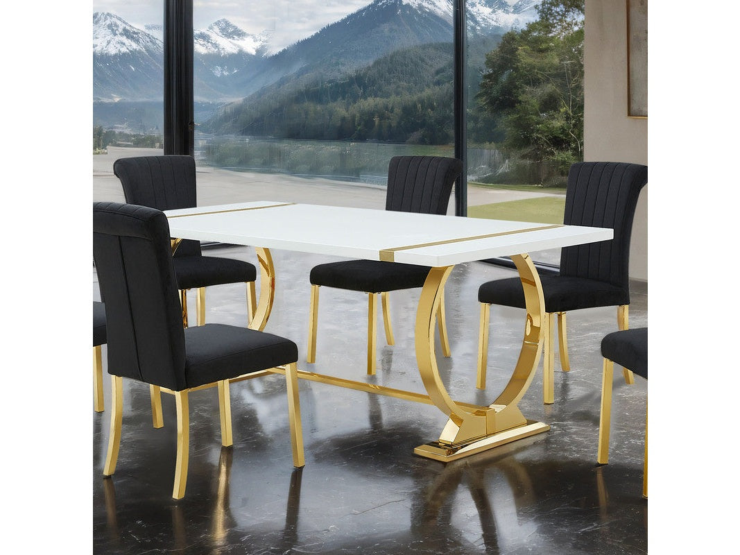 Holbaek Gold/White 80" Dining Table
