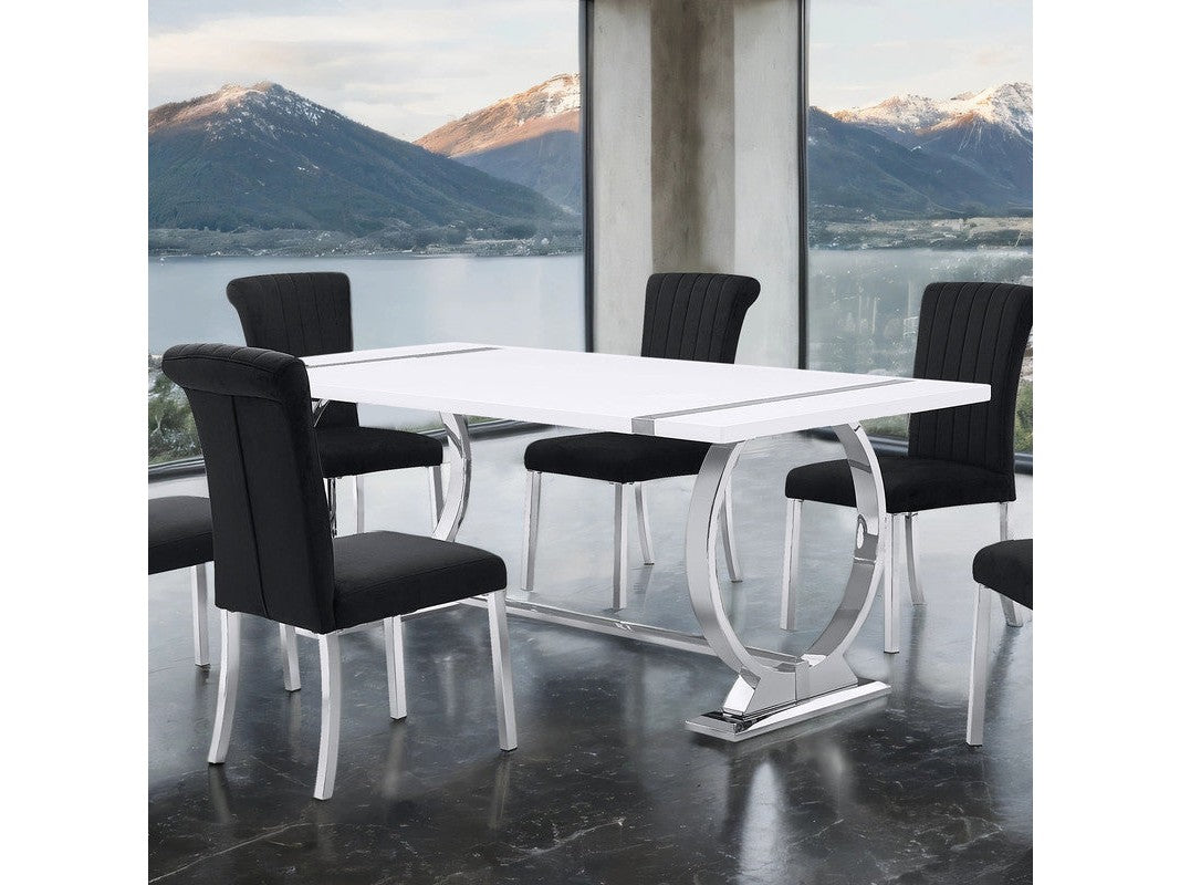 Holbaek Silver/White 80" Dining Table