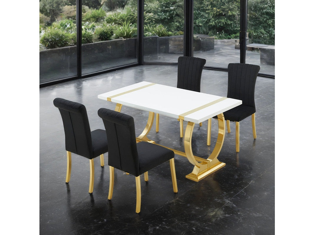 Holstebro Gold/White/Black 5 Pc. Dining Table Set