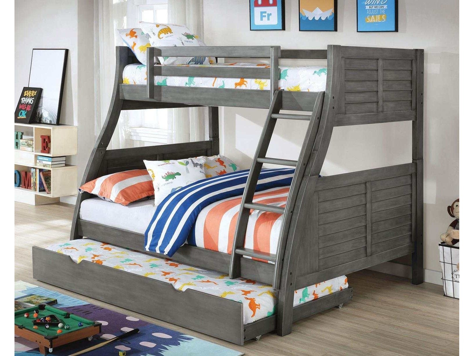 Hoople Gray Twin/full Bunk Bed W/ Trundle