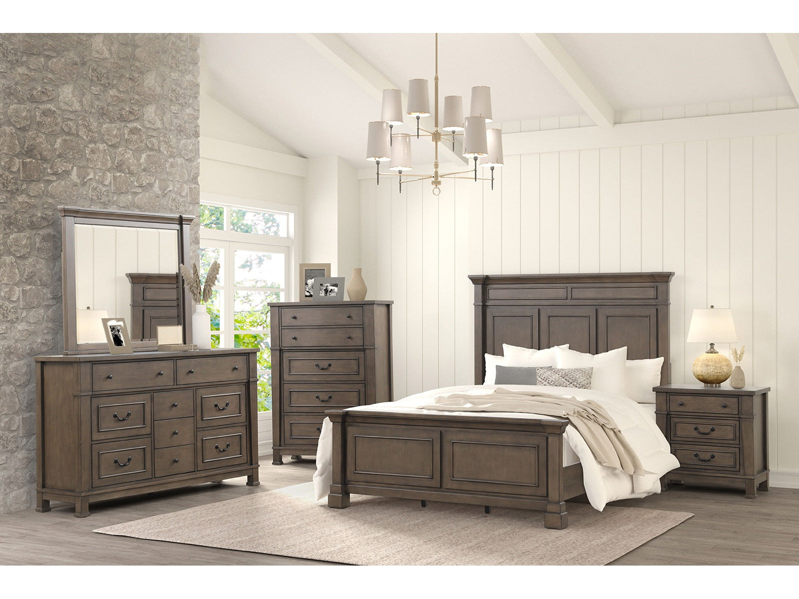 Huddersfield Dark Brown Queen 5 Piece Bedroom Set w/2 Nightstands