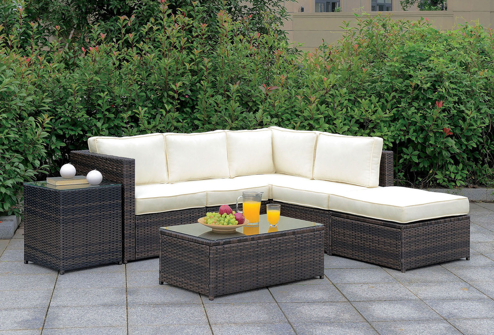 Ilona Brown/Beige L-Sectional & Coffee Table & End Table