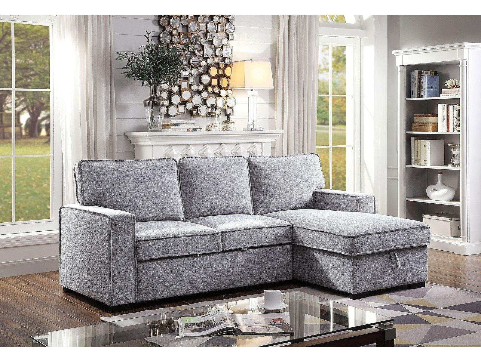 Ines Gray Sleeper Sectional Sofa w/ Storage