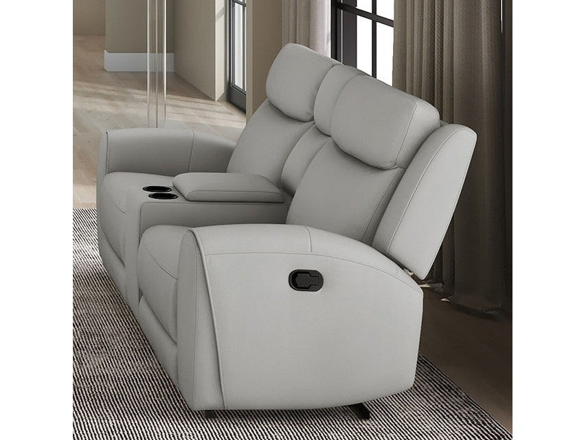 Jacobus Light Gray Leather Loveseat