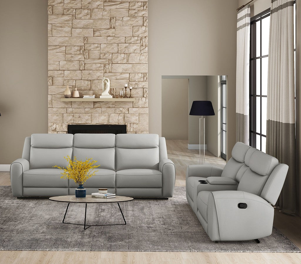 Jacobus Light Gray Leather Loveseat