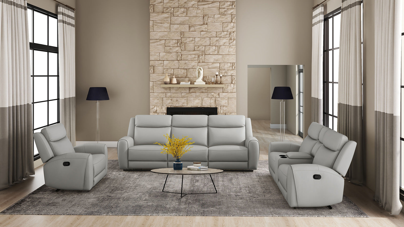 Jacobus Light Gray Leather Recliner