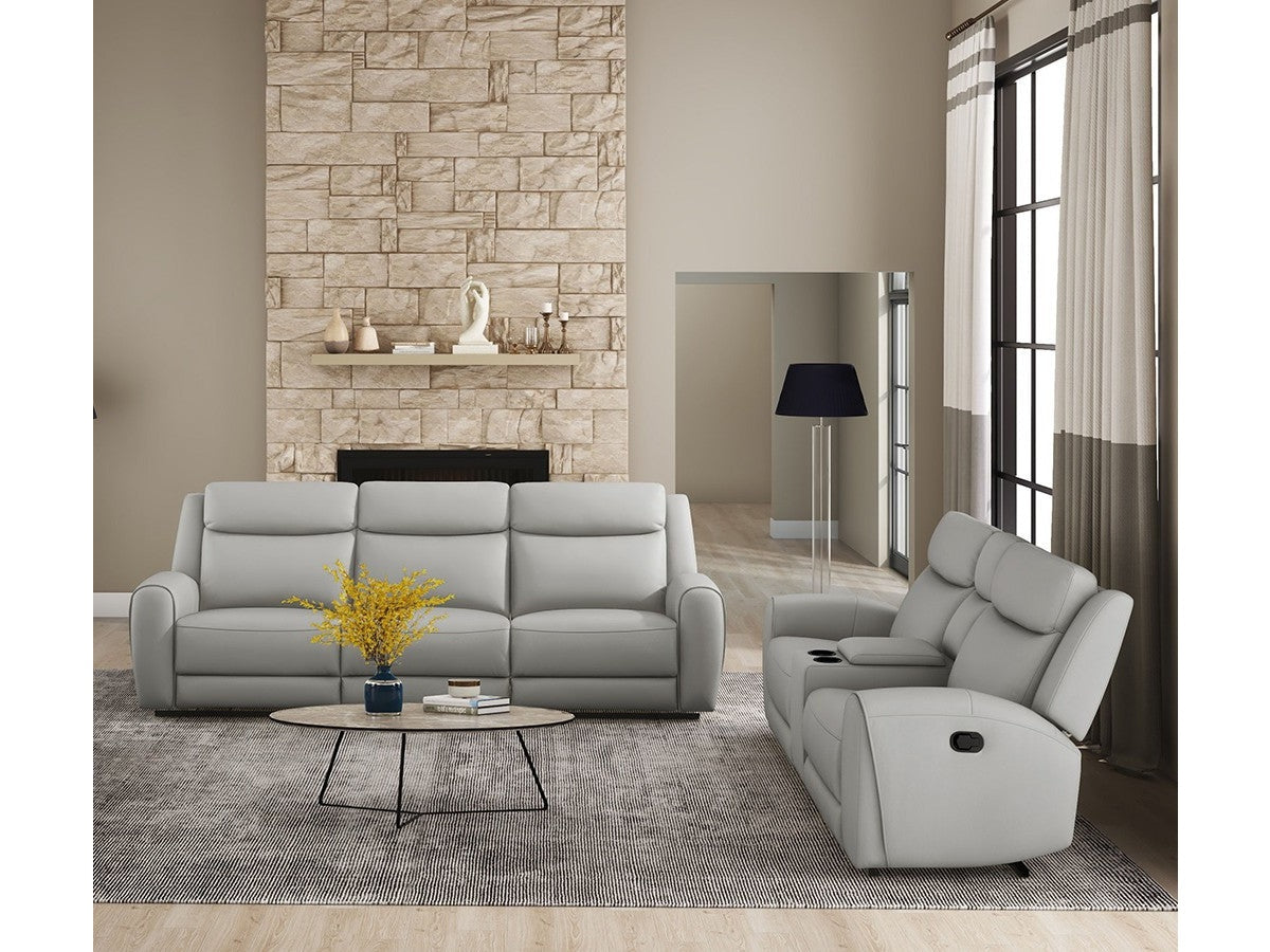 Jacobus Light Gray Leather Sofa & Loveseat