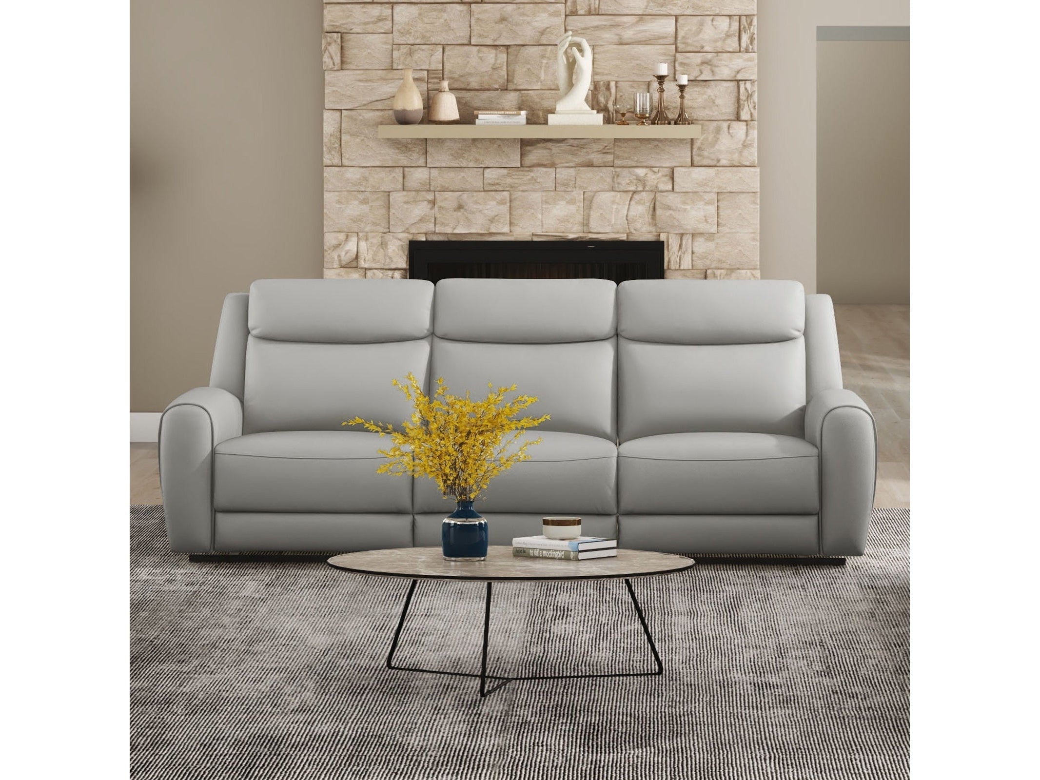 Jacobus Light Gray Leather Sofa