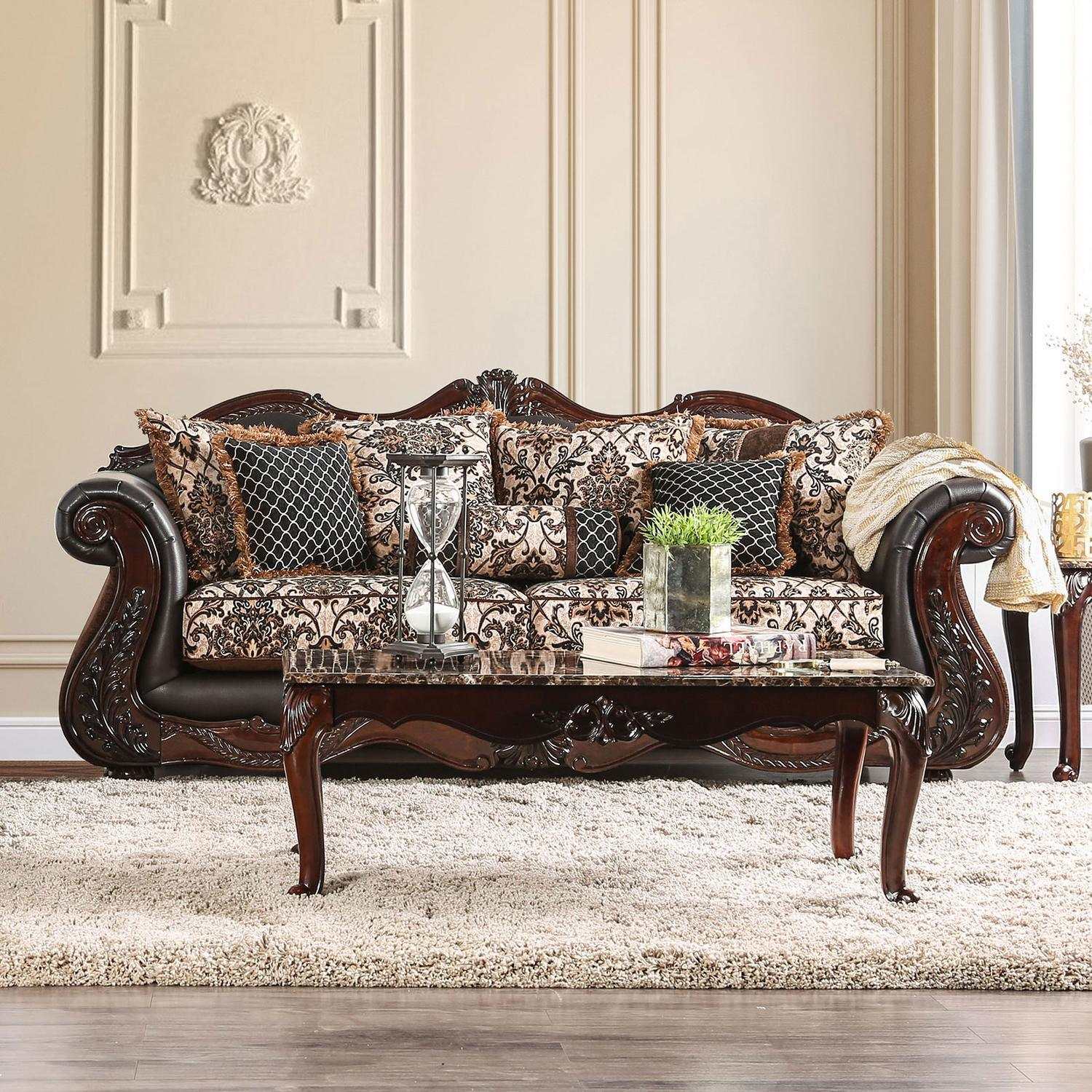 Jamael Brown & Espresso Stationary Sofa & Loveseat 2pc