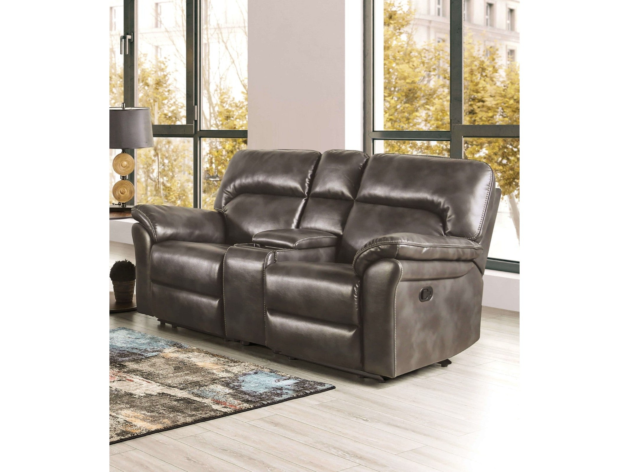 Josias Dark Gray Leatherette Loveseat