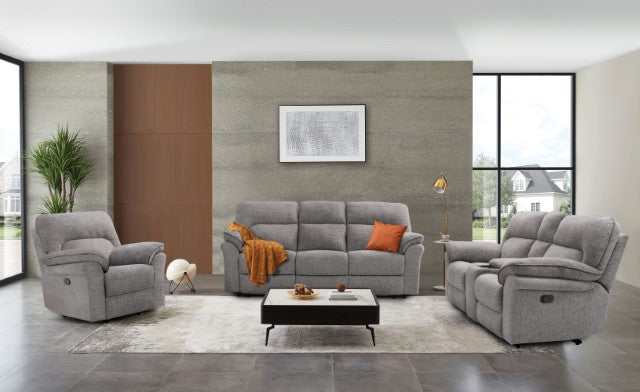 Josias Light Gray Leatherette Fabric Glider Recliner