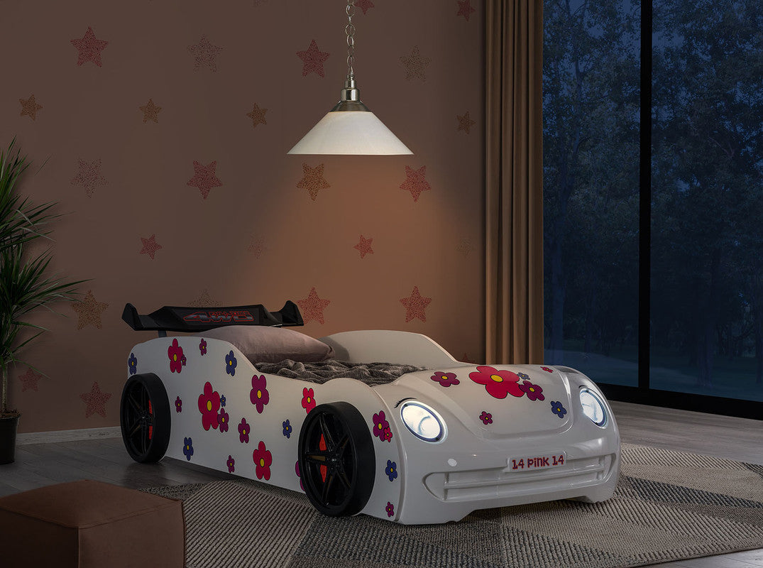 Jourley White Car Bed