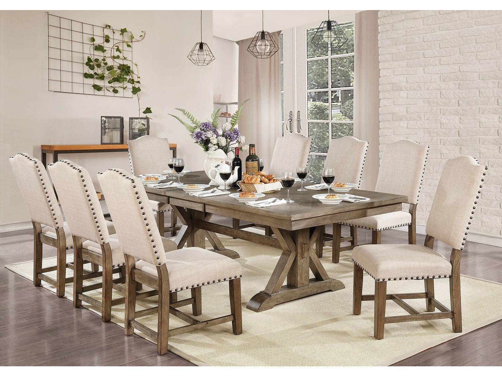 Julia Light Oak/Beige 7 Pc. Dining Room Set