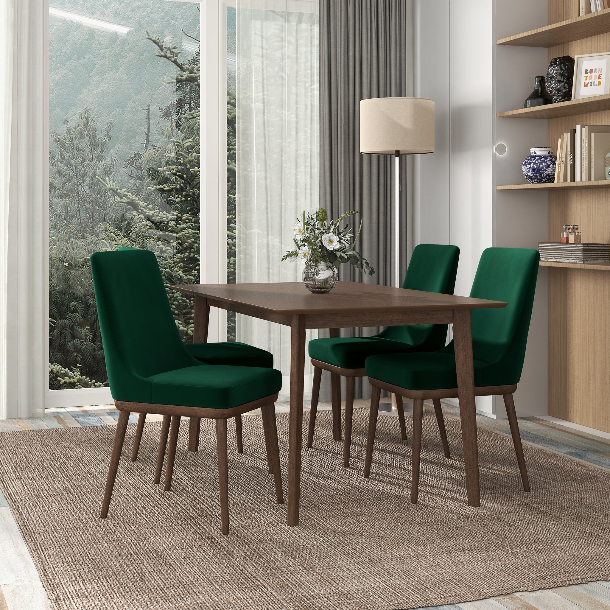 Kate Green Velvet Solid Wood Dining Chair (Set Of 2)