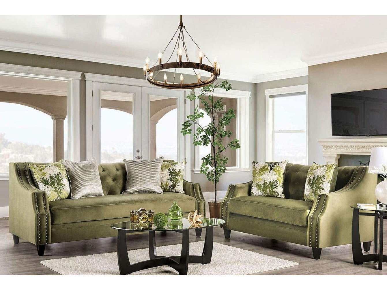 Kaye Green Stationary Sofa & Loveseat 2pc