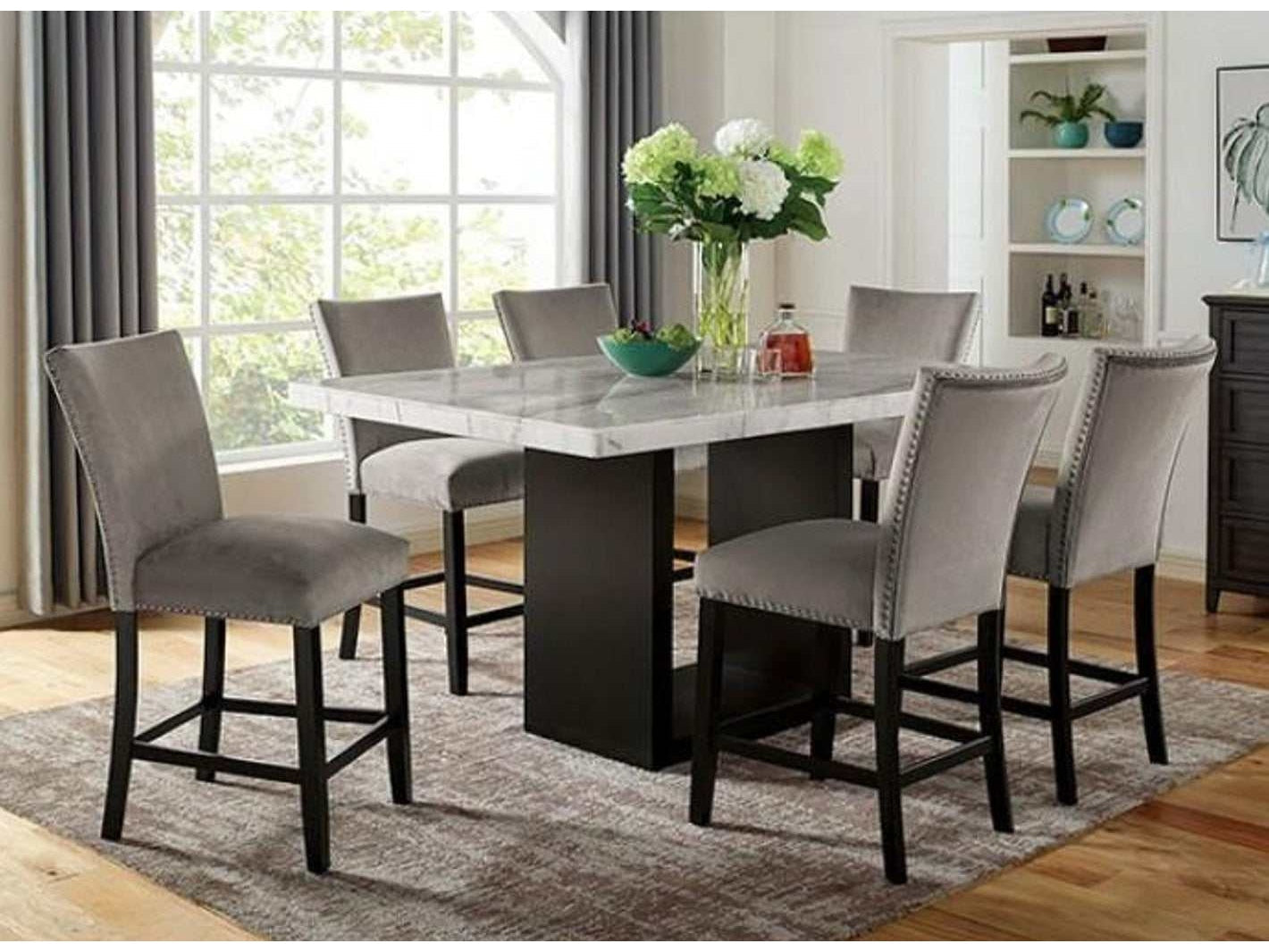Kian White & Black 7pc Counter Height Dining Room Set