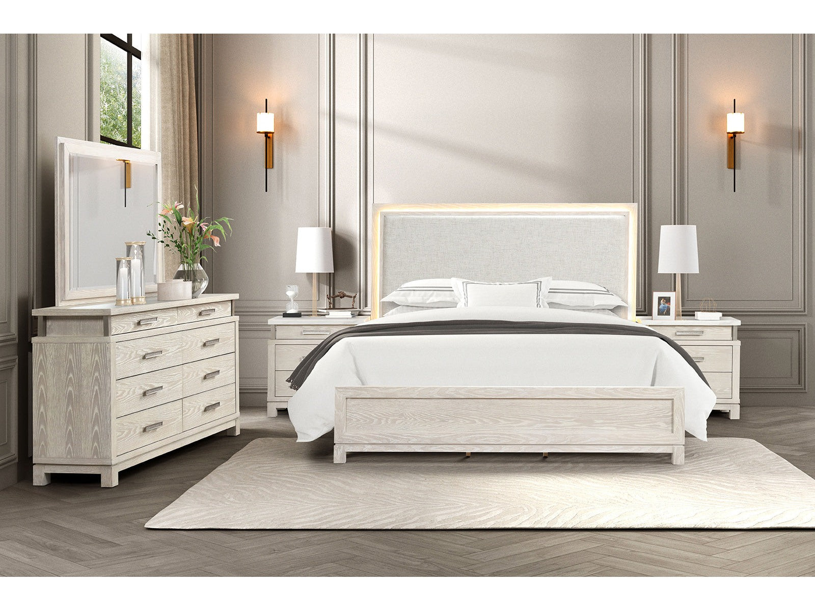 Lafayette Weathered Gray Queen 5 Piece Bedroom Set w/2 Nightstands