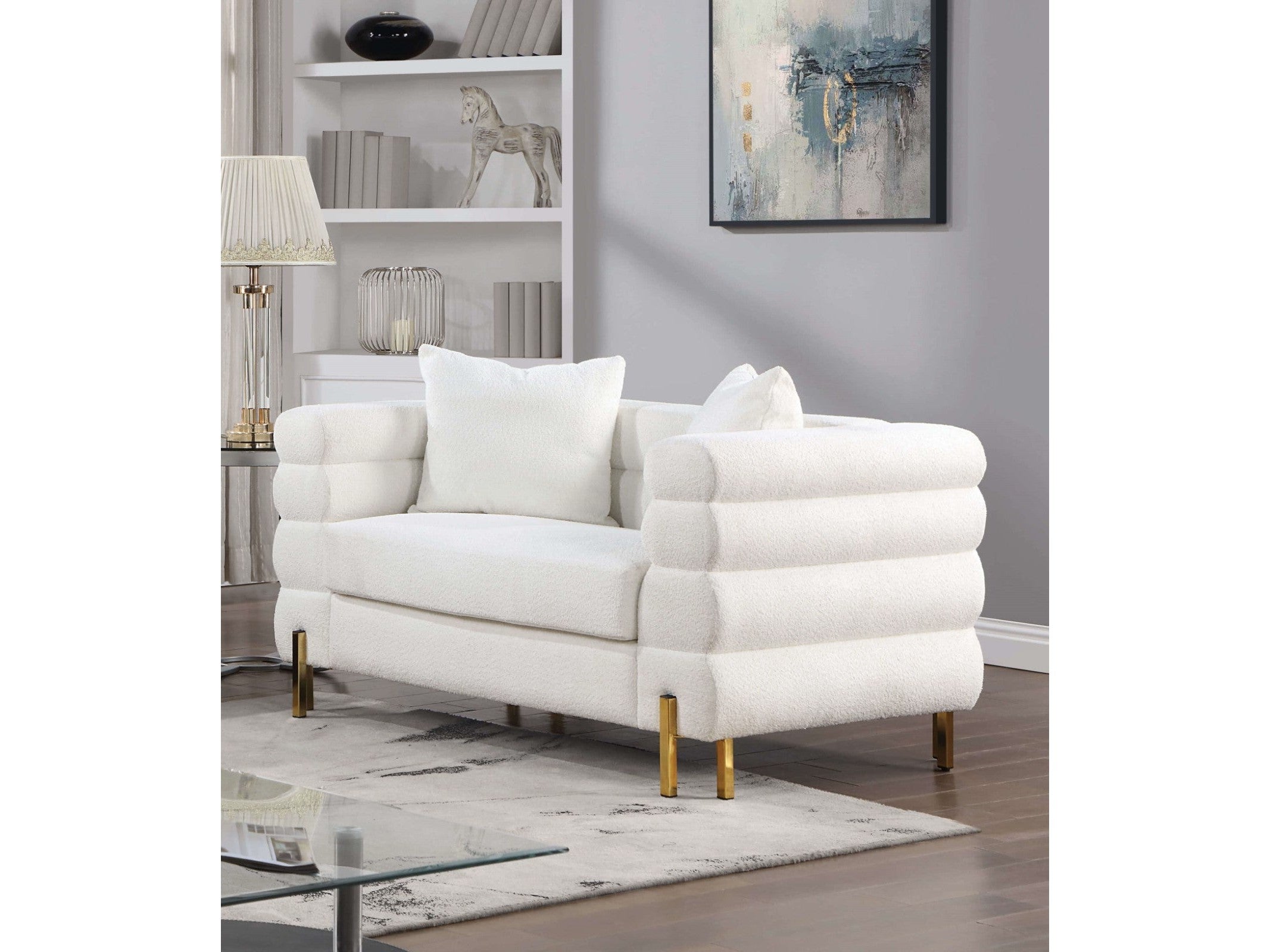 Landovery White/Gold Loveseat