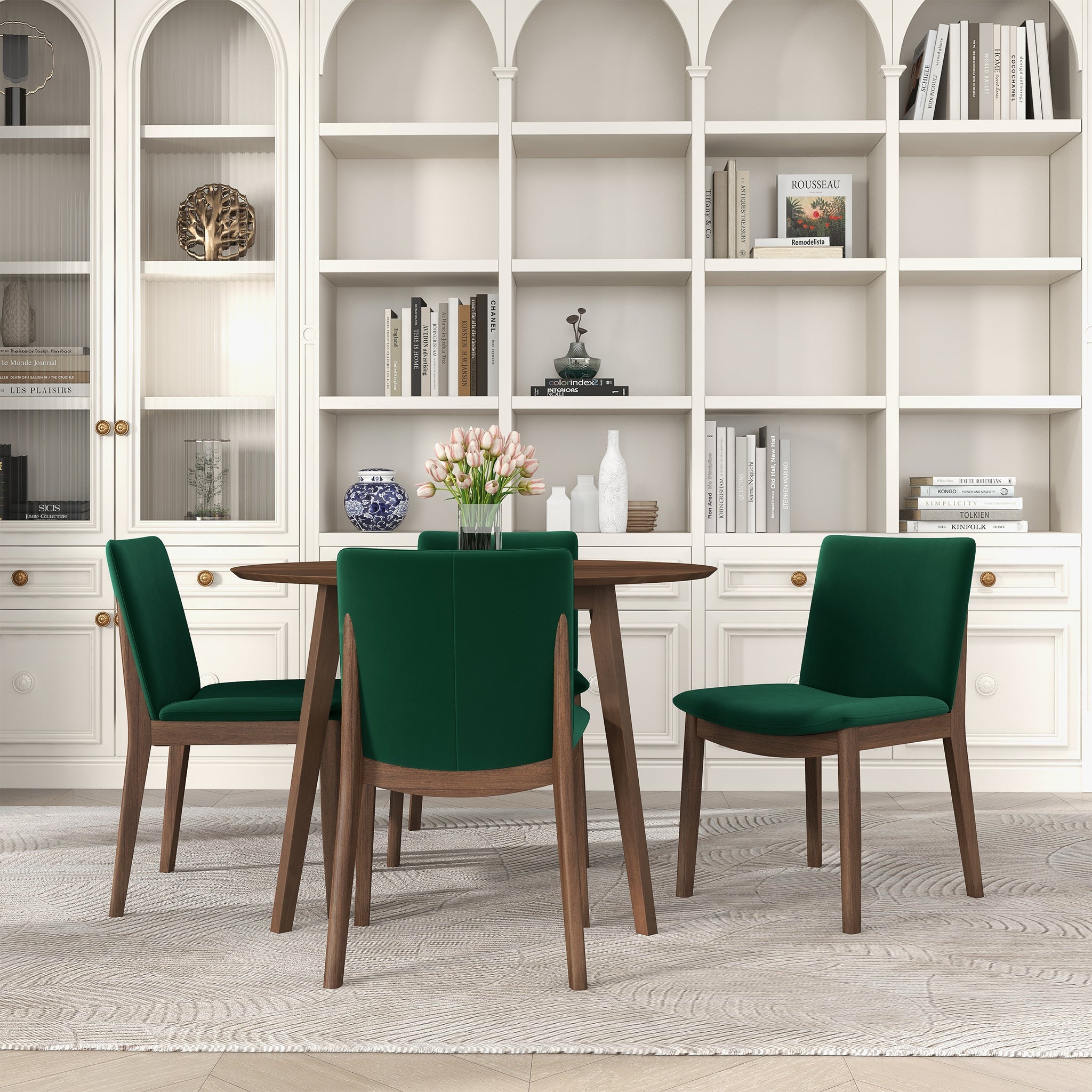 Laura Green Velvet Solid Wood Dining Chair (Set Of 2)