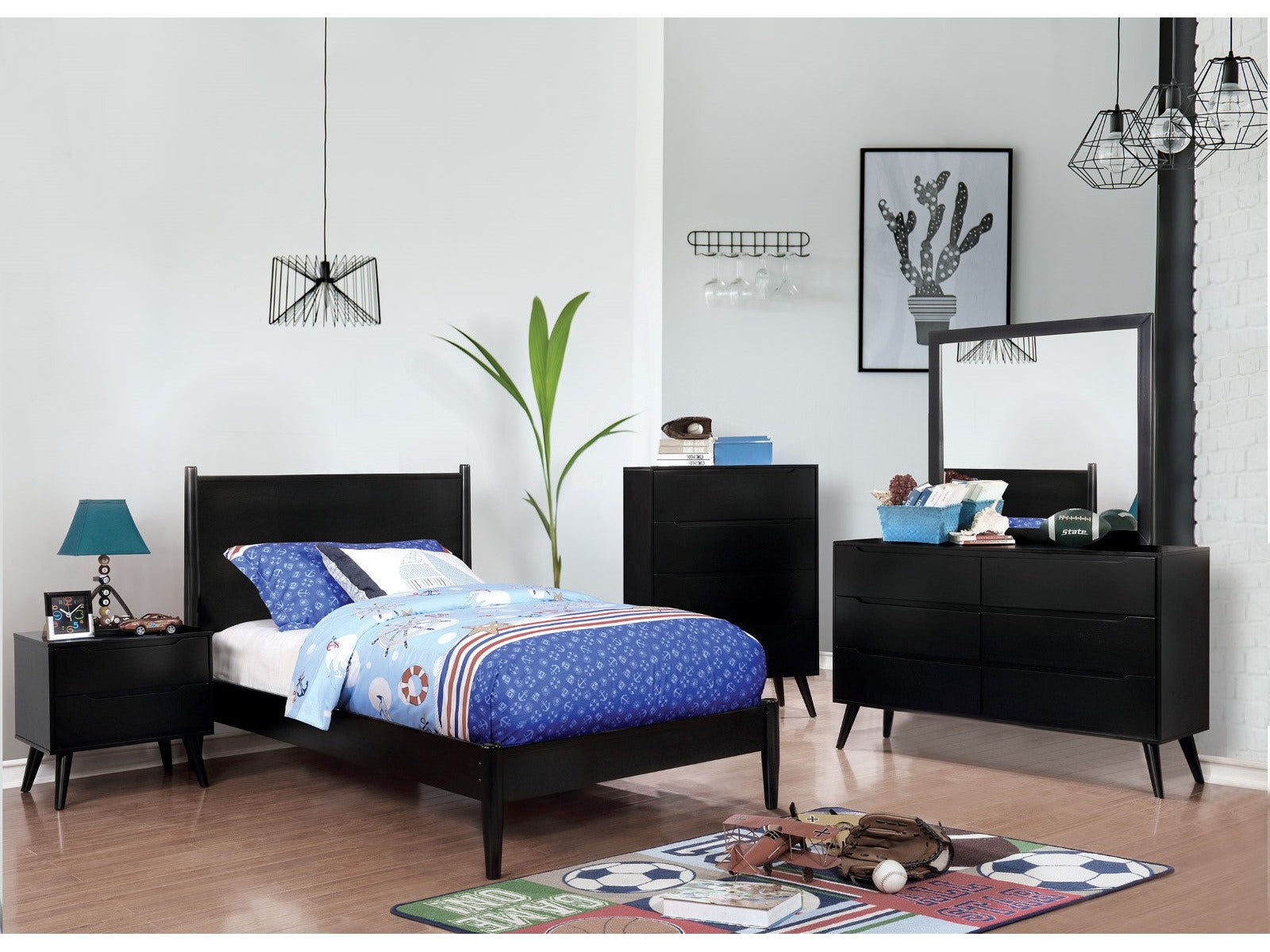 Lennart Black 4 Pc. Twin Bedroom Set