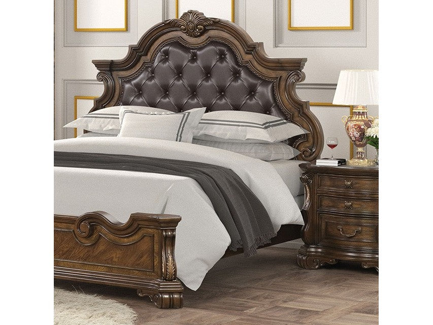 Leovanni Dark Brown Eastern King w/ Bombay Headboard Design