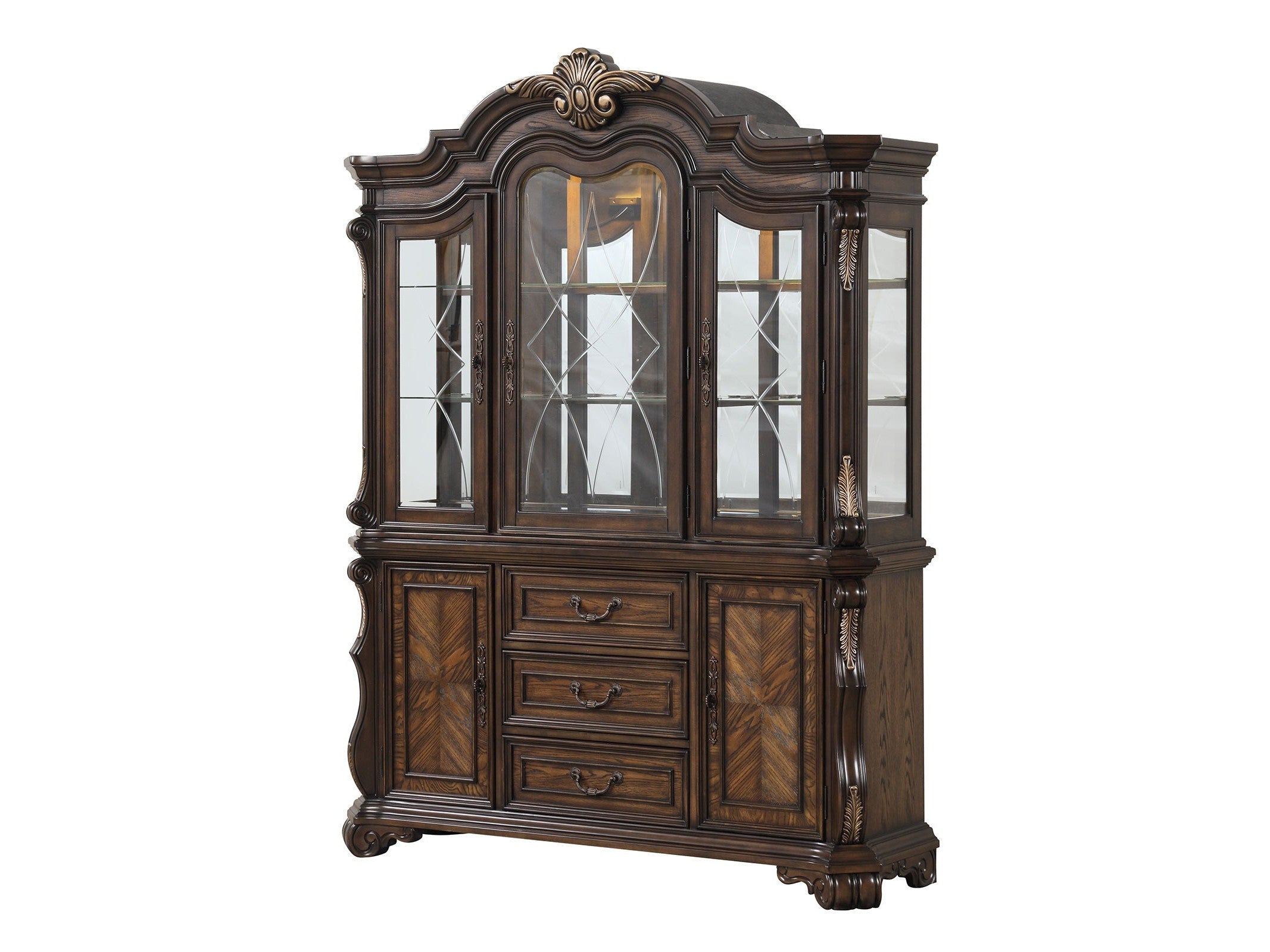 Leovanni Dark Brown Hutch Buffet