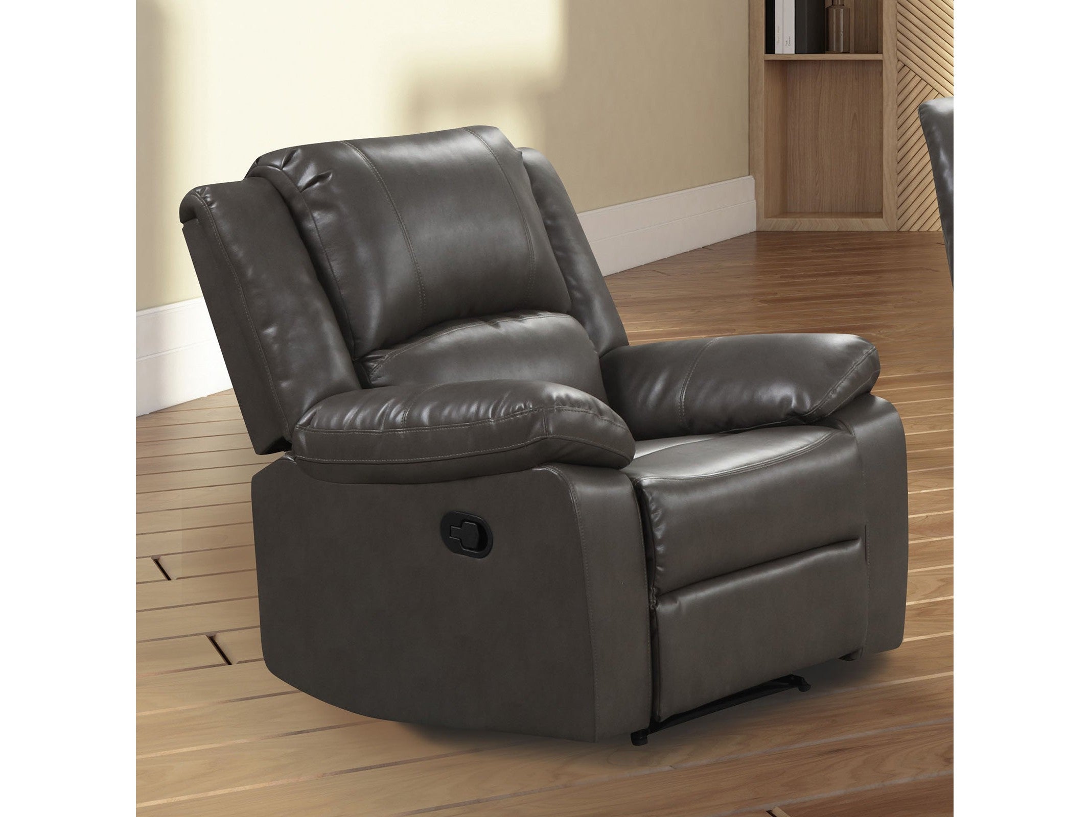 Letha Gray PU Leather Glider Recliner