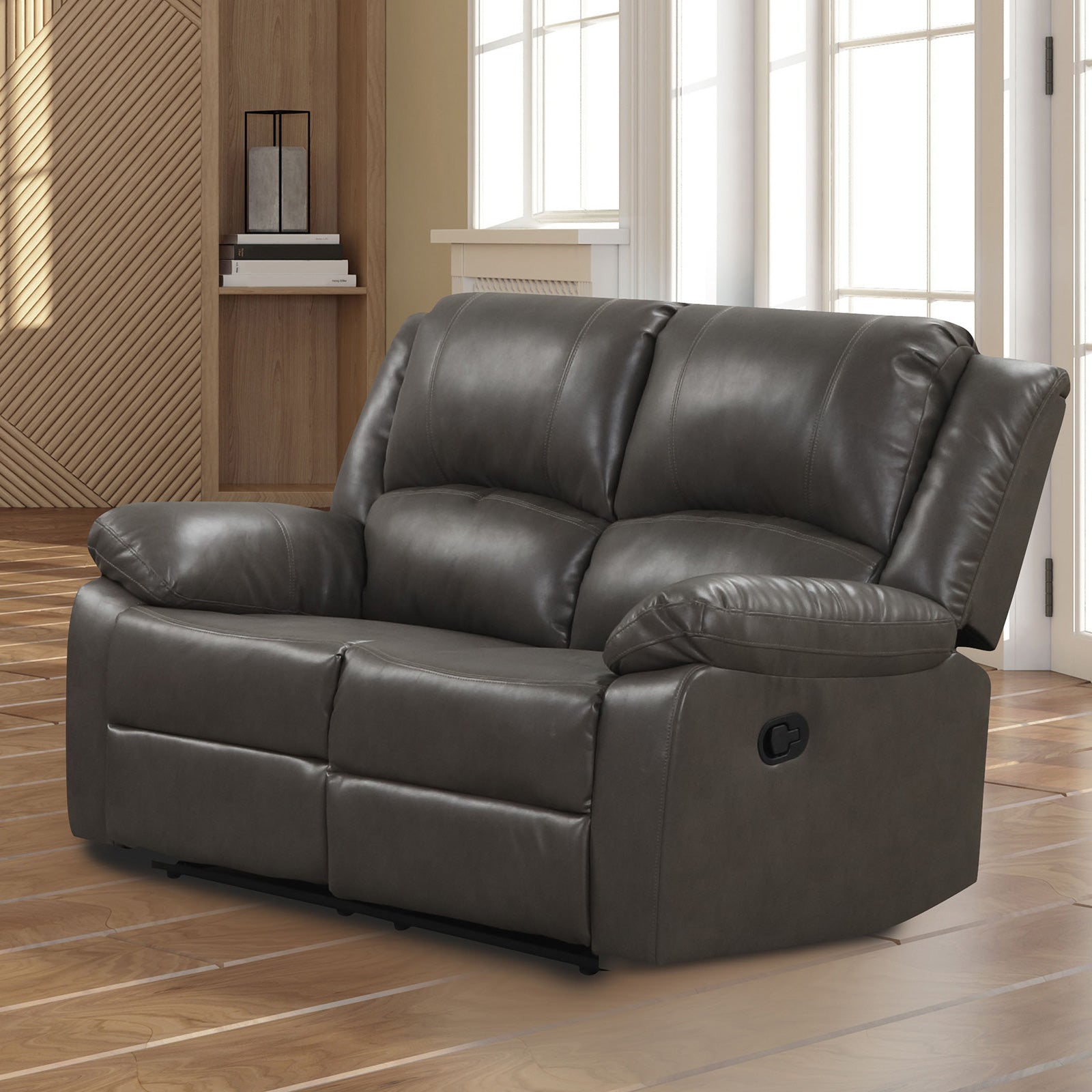 Letha Gray PU Leather Sofa & Loveseat
