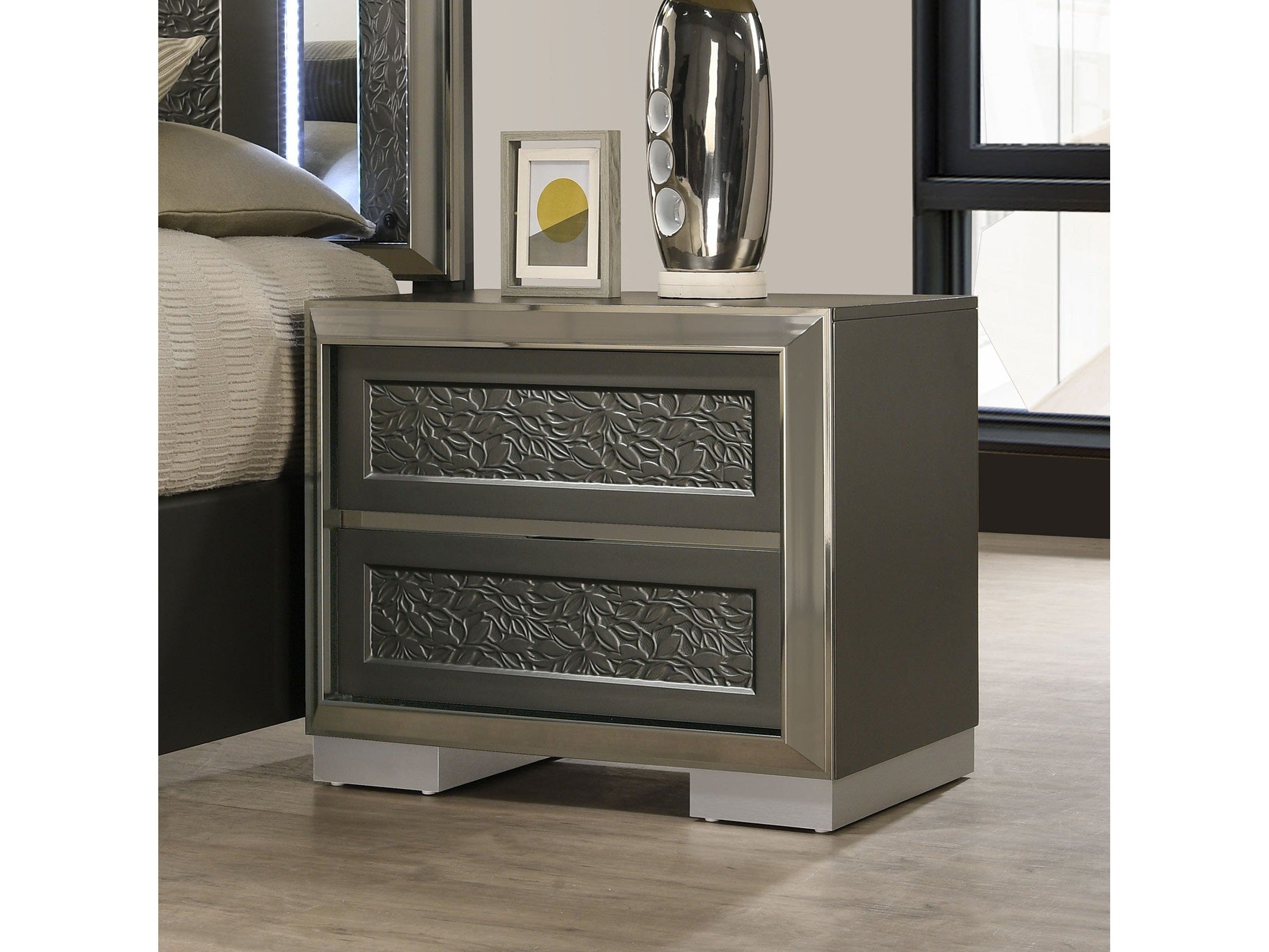 Leyland Dark Gray Nightstand