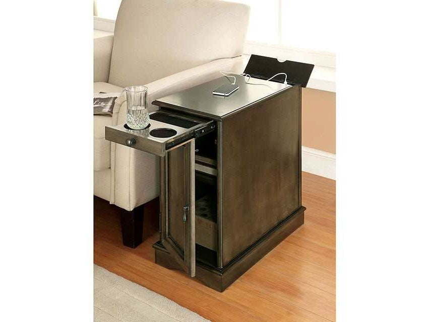 Lilith Gray Side Table w/ USB