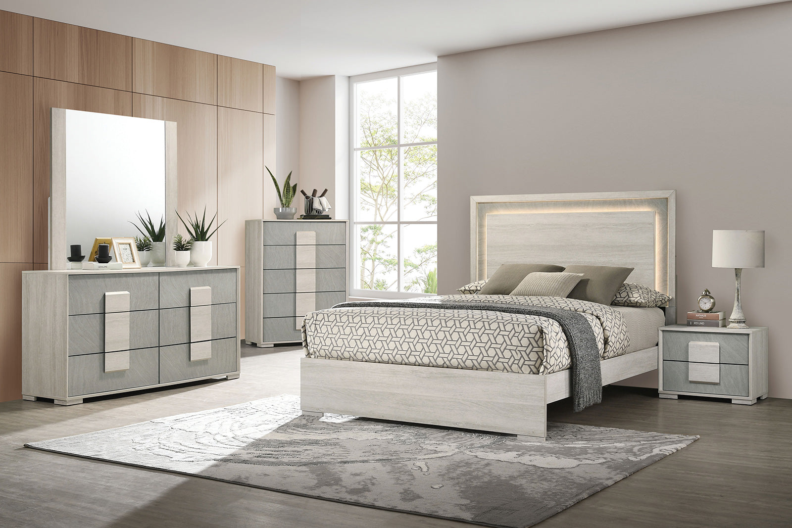 Lincolt Whitewash/Stone Gray Nightstand