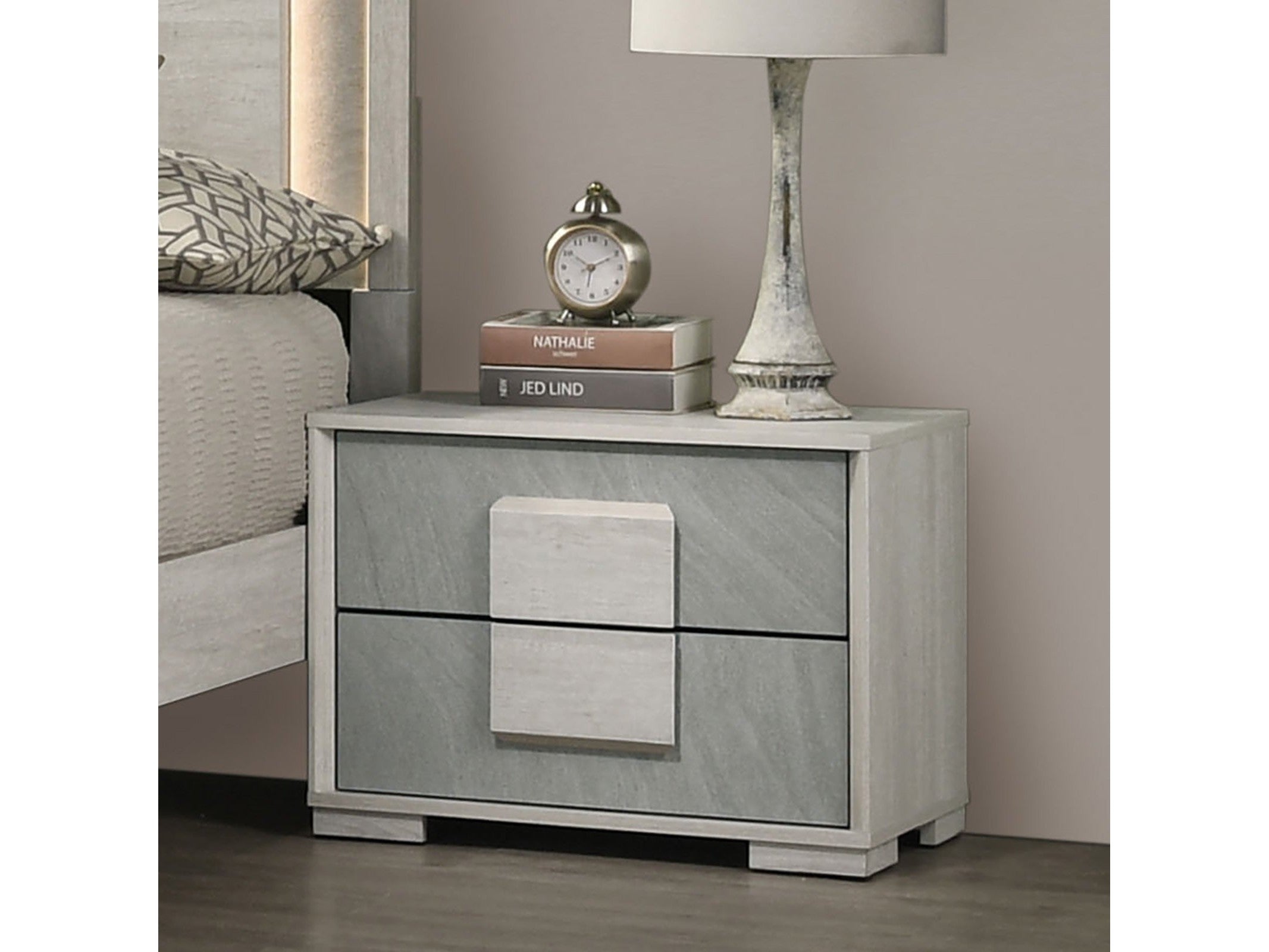 Lincolt Whitewash/Stone Gray Nightstand