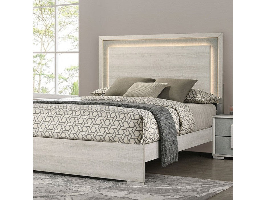 Lincolt Whitewash/Stone Gray Queen Bed