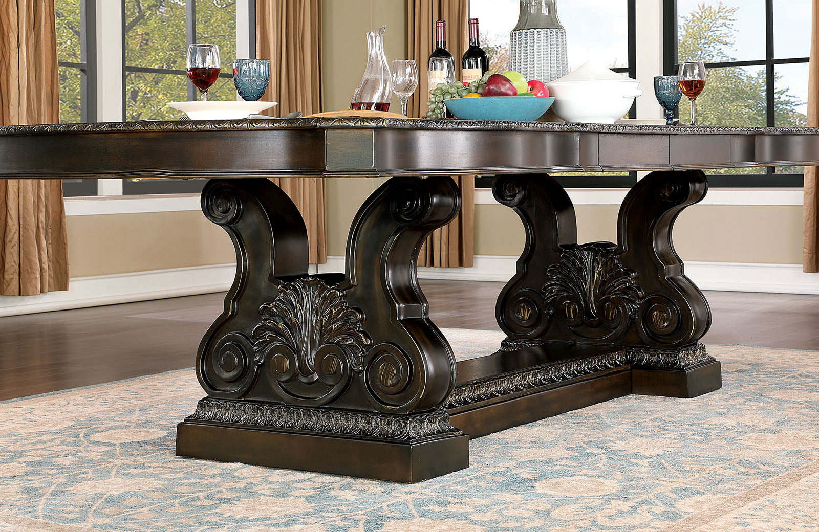 Lombardy Walnut/Dark Brown 7 Pc. Dining Room Set