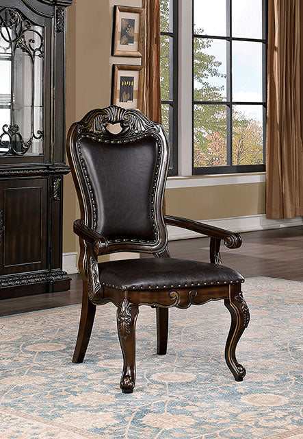 Lombardy Walnut/Dark Brown Arm Chair