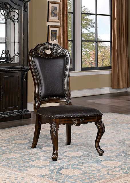 Lombardy Walnut/Dark Brown Side Chair