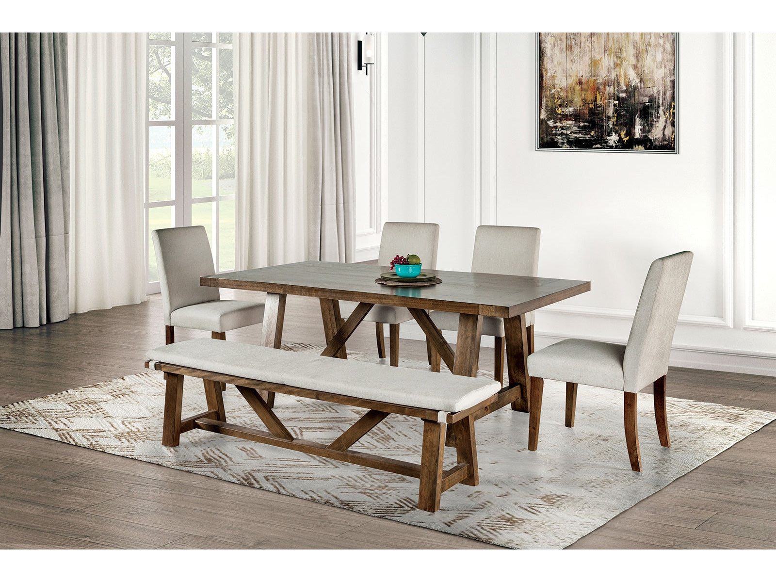 Losone Brown 6 Pc. Dining Room Set w/ Bench