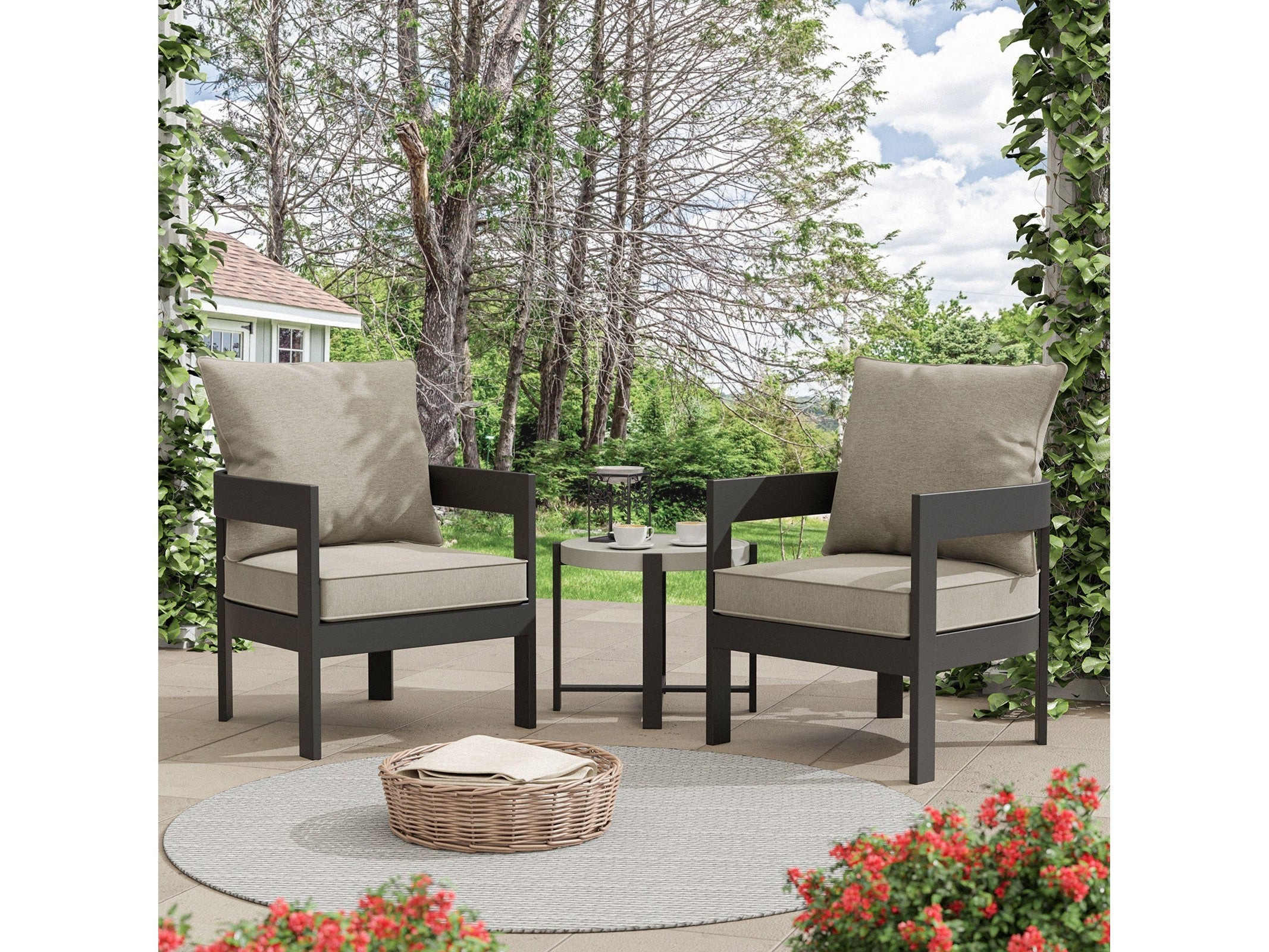 Lotus Black/Light Brown Table Set