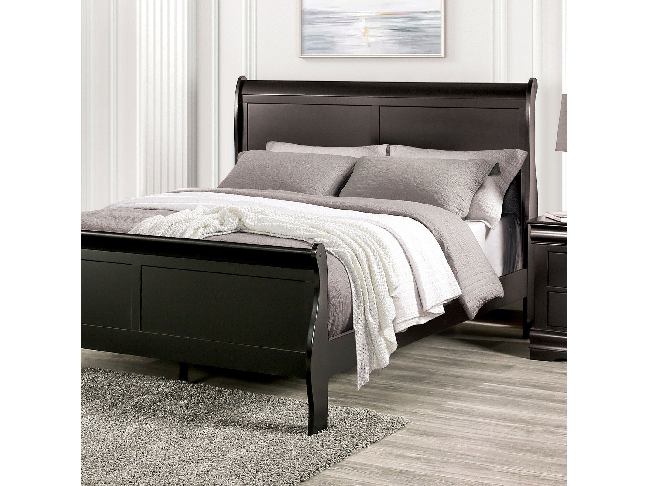 Louis Philippe Black Queen Bed