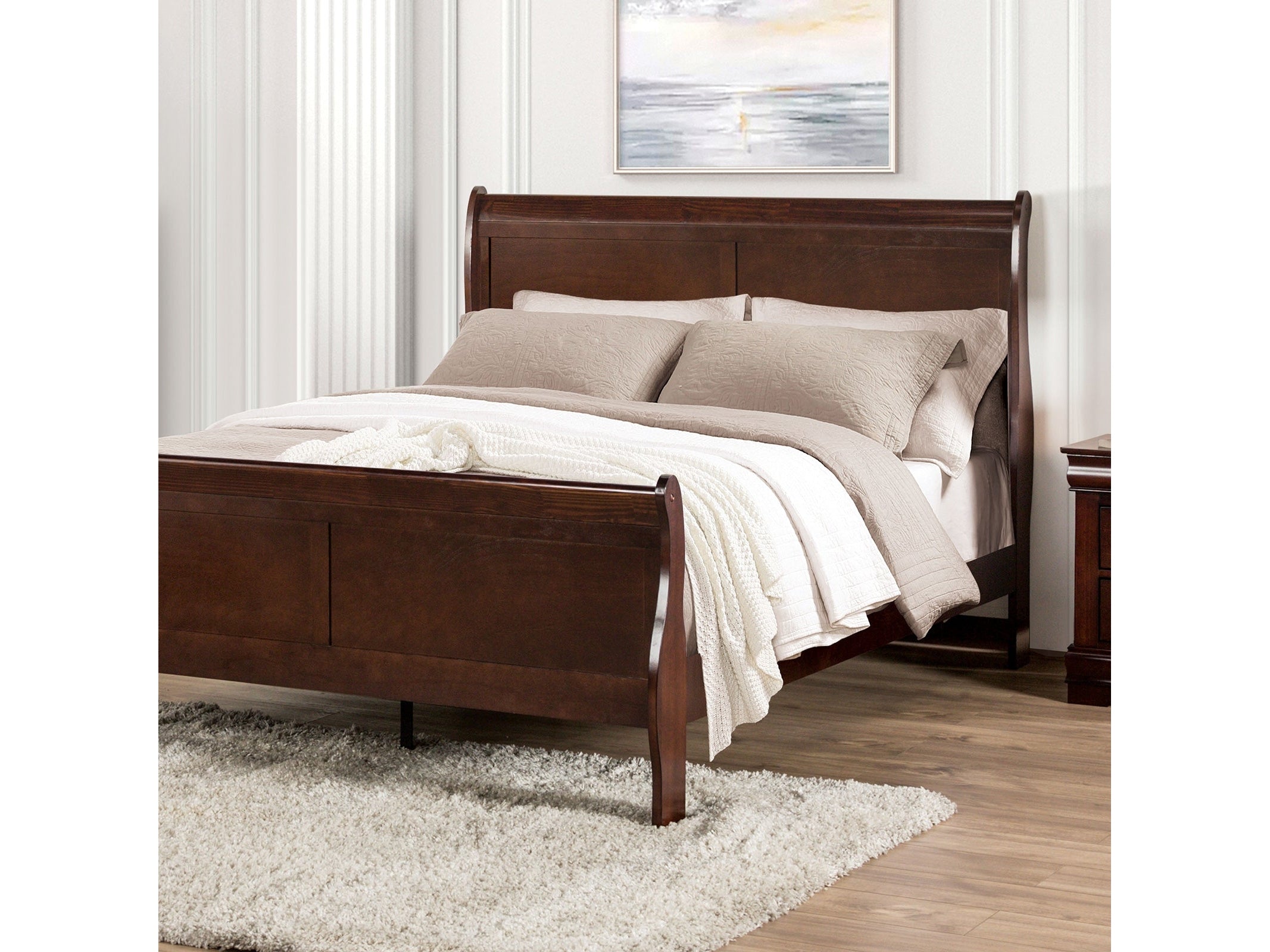 Louis Philippe Dark Cherry Queen Bed
