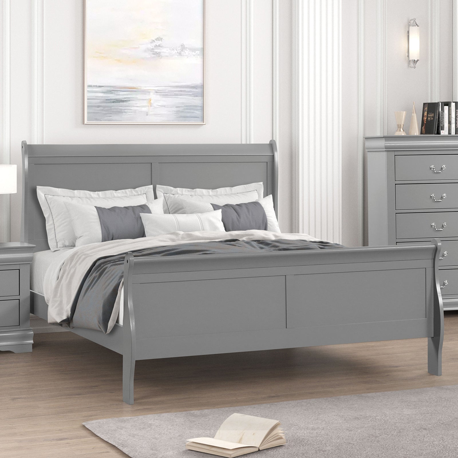 Louis Philippe Gray 5 Pc. Queen Bedroom Set w/ Chest