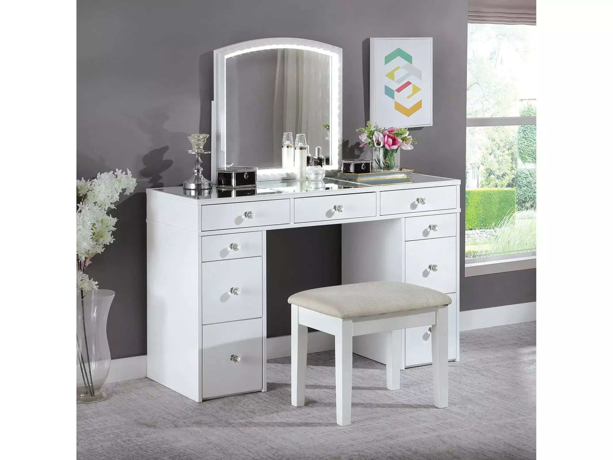 Louise White Vanity Set