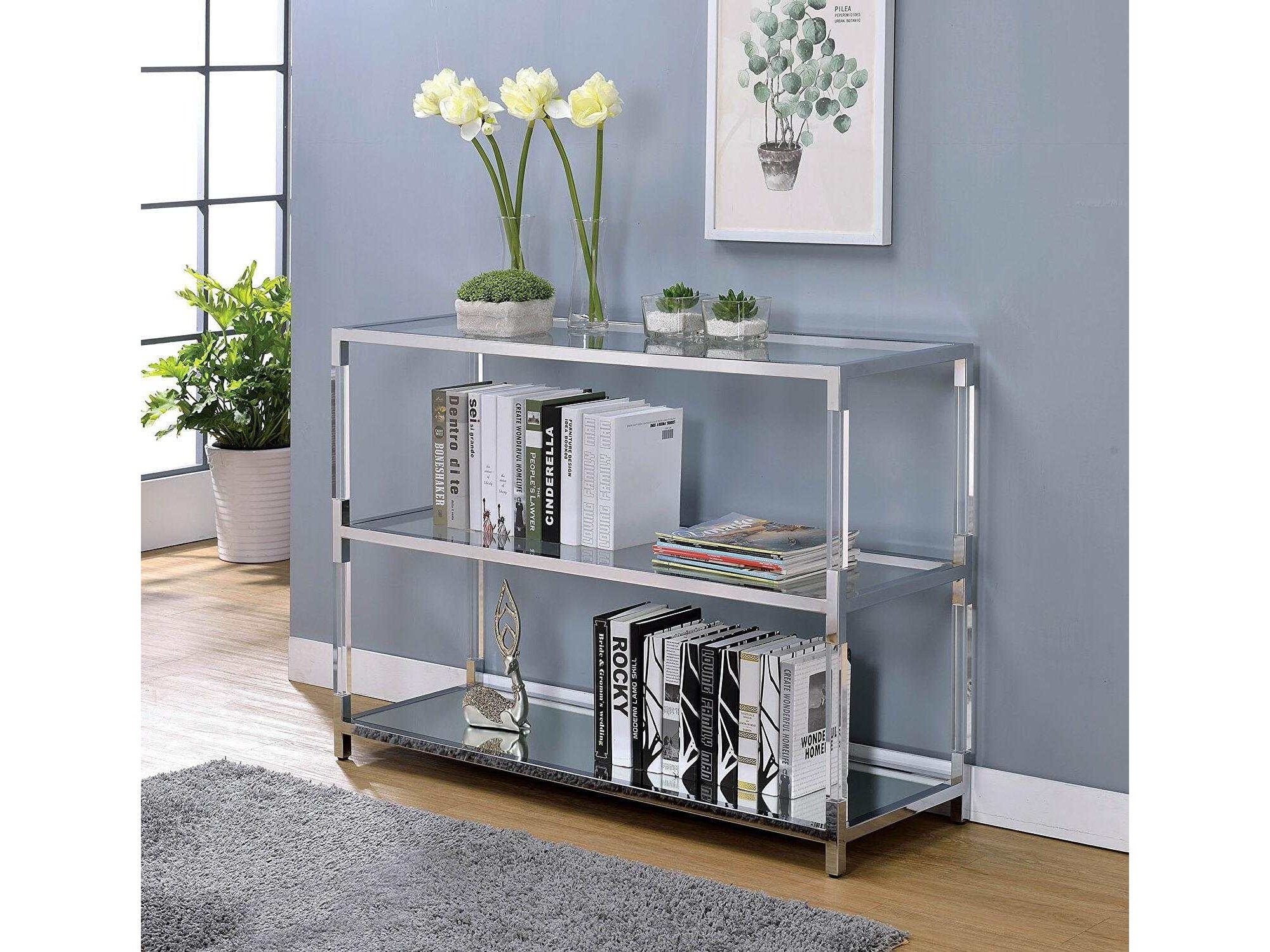 Ludvig Chrome & Clear Sofa Table