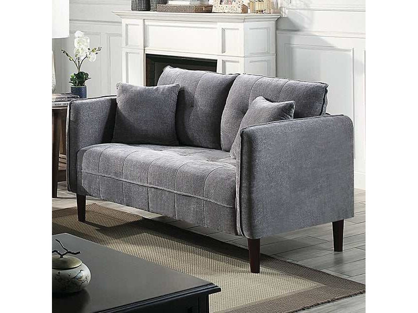 Lynda Dark Gray Loveseat w/ Pillows
