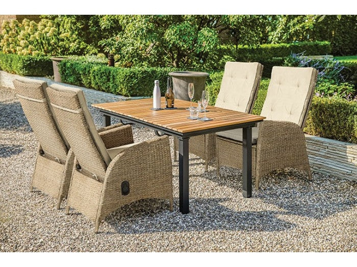 Mackay Beige/Natural Teak 5 Piece Patio Dining Set