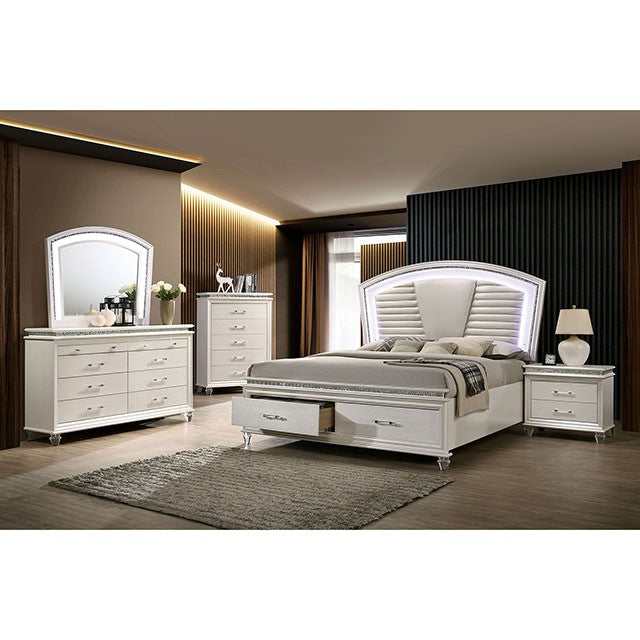 Maddie Pearl White/White California King Bed