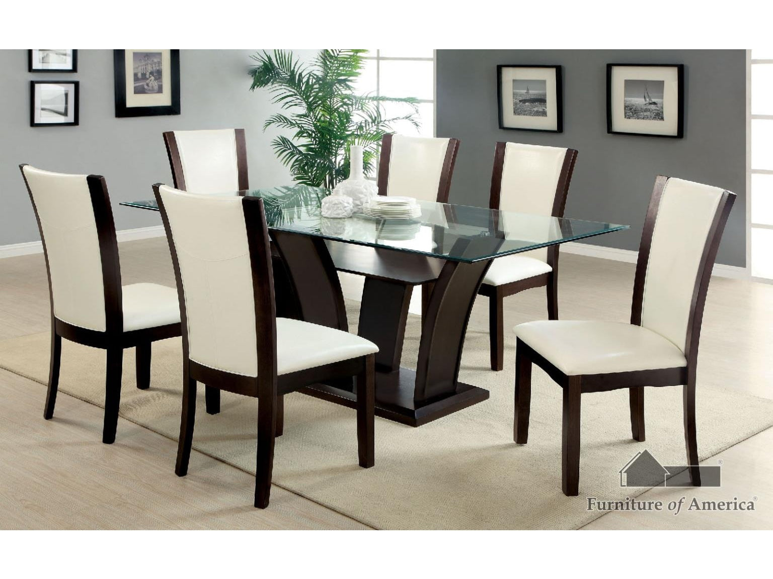 Manhattan Dark Cherry/White 7 Piece Dining Set