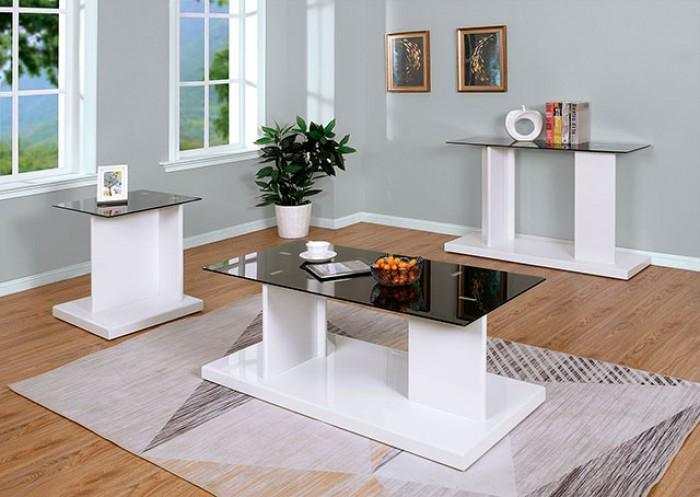 Mannedorf White & Black Glass Top Coffee Table