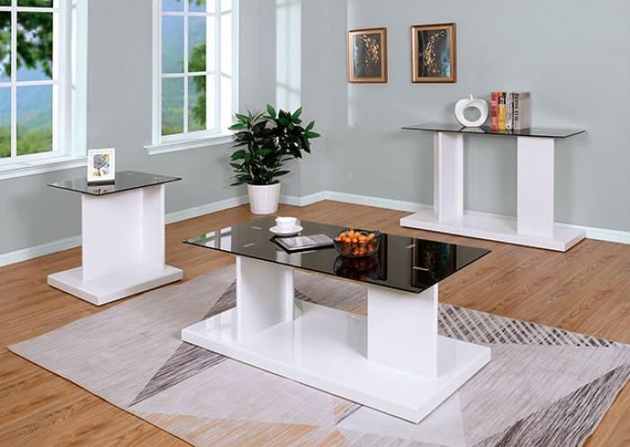 Mannedorf White & Black Glass Top End Table
